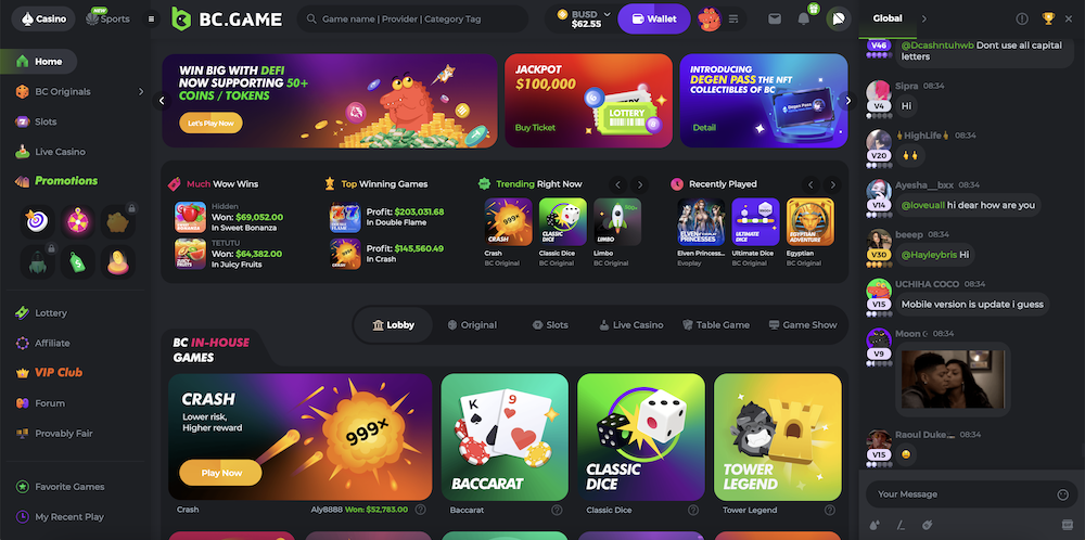 BC.Game آن لائن کیسینو اور 0